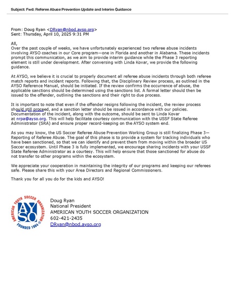 File:AYSO National President's communication on referee abuse prevention update and interim guidance.20250410.pdf